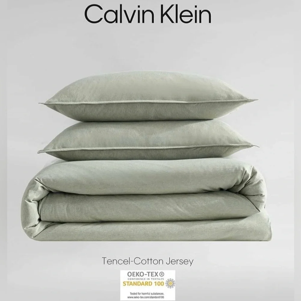 Calvin Klein Modern Cotton Melange Duvet Cover Set Twin Green - Picture 2 of 5